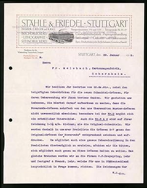Rechnung Stuttgart 1912, Buchdruckerei Lithographie und Streindruckerei Stähle, Friedel, Fabrikge...