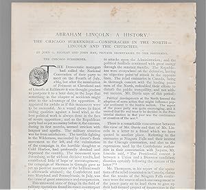 Immagine del venditore per Abraham Lincoln A History, Part XXXIV: The Chicago Surrender / Conspiracies In The North / Lincoln And The Churches venduto da Legacy Books II