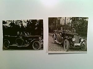 2x Automobil mit Personen, Uniformen, Kennzeichen RW-3107, Fotografien, ca. 30er Jahre
