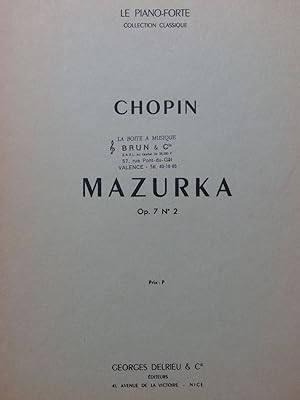 Imagen del vendedor de CHOPIN Frdric Mazurka op 7 No 2 Piano 1959 a la venta por partitions-anciennes