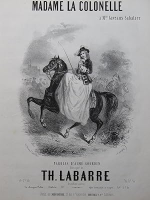 Seller image for LABARRE Thodore Madame la Colonelle Chant Piano ca1850 for sale by partitions-anciennes