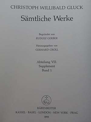 Imagen del vendedor de GLUCK C. W. Smtliche Werke VII Band 1 1995 a la venta por partitions-anciennes