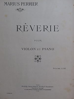 PERRIER Marius Rêverie Dédicace Violon Piano ca1920