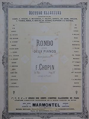 CHOPIN Frédéric Rondo op 73 pour 2 Pianos 4 mains 1890