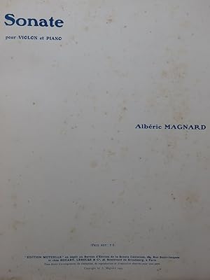 MAGNARD Albéric Sonate op 13 Piano Violon 1903