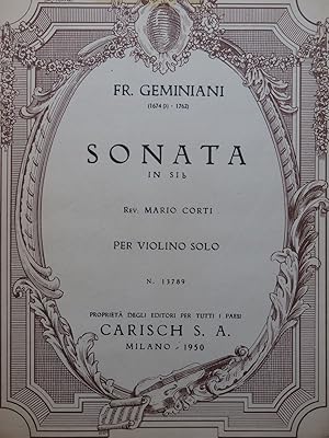 Bild des Verkufers fr GEMINIANI Francesco Sonata in Si b Violon 1950 zum Verkauf von partitions-anciennes