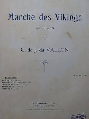 Imagen del vendedor de DE J. DU VALLON G. Marche des Vikings Piano a la venta por partitions-anciennes