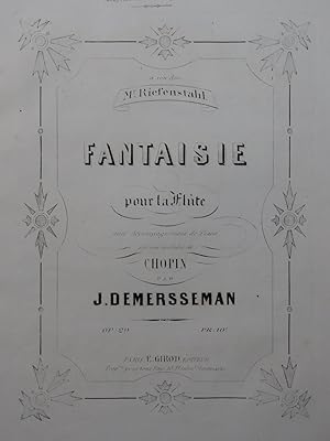 DEMERSSEMAN Jules Fantaisie sur Mélodie Chopin Piano Flûte ca1865
