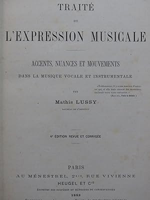 LUSSY Mathis Traité de l'Expression Musicale Accents Nuances 1882