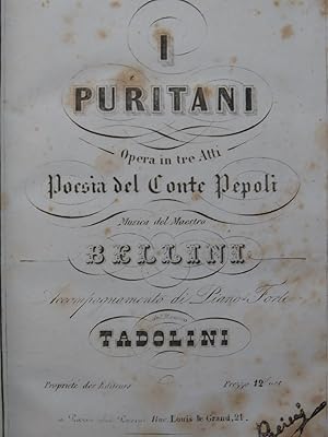 Seller image for BELLINI Vincenzo I Puritani Opra Chant Piano ca1840 for sale by partitions-anciennes