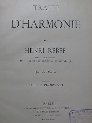 REBER Henri Traité d'Harmonie 1927