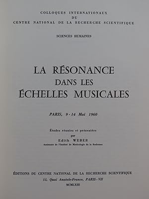 WEBER Edith La Résonance dans les Échelles Musicales 1963