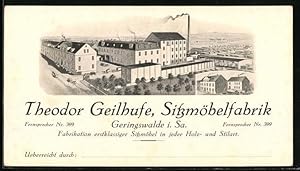 Vertreterkarte Geringswalde i. Sa., Sitzmöbelfabrik Theodor Geilhufe, Ansicht der Werke