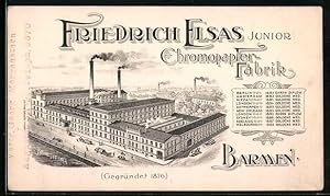 Vertreterkarte Barmen, Chromopapier Fabrik Friedrich Elsas Junior, Fabrikanlage