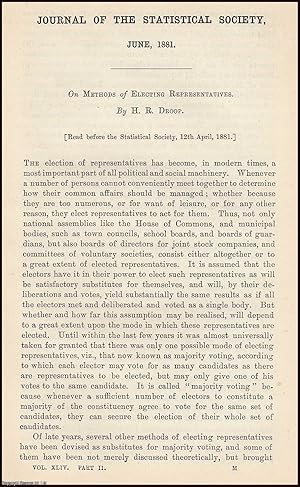 Imagen del vendedor de On Methods of Electing Representatives. A rare original article from the Journal of the Royal Statistical Society of London, 1881. a la venta por Cosmo Books