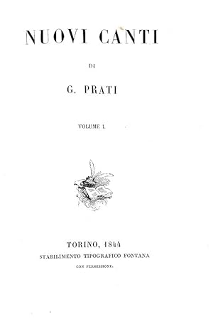Nuovi canti.Torino, Stabilimento Tipografico Fontana, 1844.