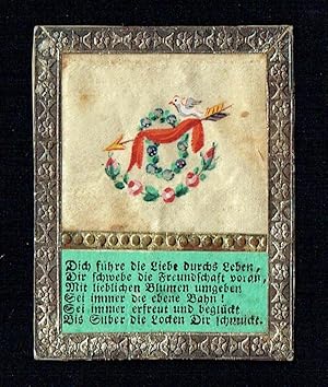 Kunstbillet - wohl Wien, um 1840 - "Dich führe die Liebe durchs Leben, Dir schwebe die Freundscha...