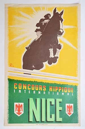 CONCOURS HIPPIQUE INTERNATIONAL NICE, Affiche originale 1959 Vintage poster.
