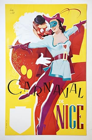 CARNAVAL DE NICE. Affiche originale 1955 Vintage poster.