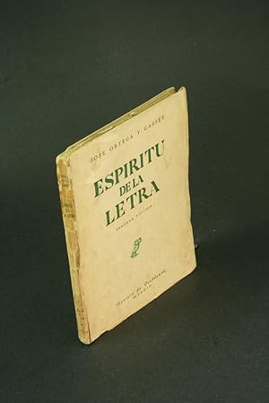 Seller image for Espritu de la letra. for sale by Steven Wolfe Books