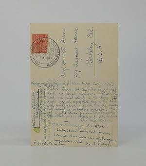 Bild des Verkufers fr Autograph Postcard Signed; to Otto Stern, July 25, 1953 zum Verkauf von Locus Solus Rare Books (ABAA, ILAB)