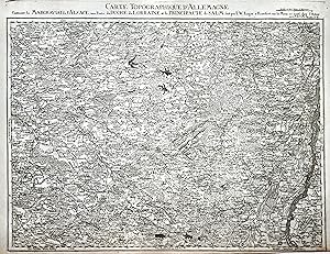 Kupferstich- Karte, b. I. W. Iaeger, "Carte topographique D'Allemagne Contenant le Margraviat de ...