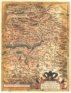 Kupferstich- Karte, n. S. Münster aus Ortelius, "Basiliensis territorii descriptio nova.".