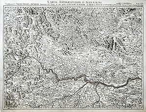 Kupferstich- Karte, b. I. W. Iaeger, "Carte topographique D'Allemagne Contenant l'Arche duché d'A...