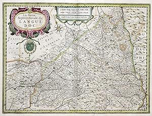 Kupferstich- Karte, b. J. Janssonius u. Tavernier, "La Partie Septentrionale du Languedoc".