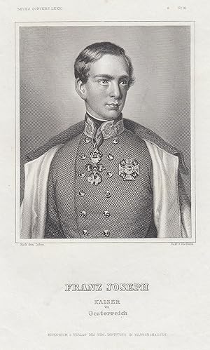 Imagen del vendedor de Franz Joseph I. Francesco Giuseppe oder Francisco Jos I de Habsburgo-Lorena (Wien-Schnbrunn 18. 08. 1830 - 21. 11. 1916 Wien-Schnbrunn). Ab 1848 Kaiser von sterreich. Brustbild. a la venta por Antiquariat Clemens Paulusch GmbH