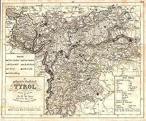 Bild des Verkufers fr Stahlstich- Karte, v. Streit, "Die gefrstete Grafschaft Tyrol". zum Verkauf von Antiquariat Clemens Paulusch GmbH