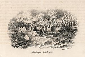 Bild des Verkäufers für Gesamtansicht, Blick vom Meer auf die brennende Stadt nach dem Erdbeben, "Jordbäfningen i Lisabon 1755". zum Verkauf von Antiquariat Clemens Paulusch GmbH