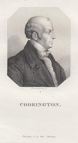 Edward Codrington (London 27. 04. 1770 - 28. 04. 1851 London). Engl. Admiral. Brustbild,.