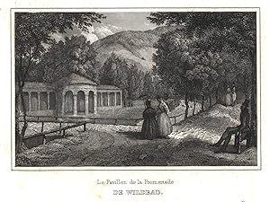 Bild des Verkufers fr Teilansicht, Ansicht der Promenade m. Pavillon, "Le Pavillon de la Promenade de Wildbad". zum Verkauf von Antiquariat Clemens Paulusch GmbH