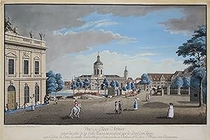 Bild des Verkufers fr D "Vue de la Place de Armes prise du ct de la ville Neuve, en passant par le pont des Chiens avec l'Eglise du Dome, la vielle Bibliotheque et une partie du Chateau, et l'Eglise St. Marie dans l'eloigneni". zum Verkauf von Antiquariat Clemens Paulusch GmbH