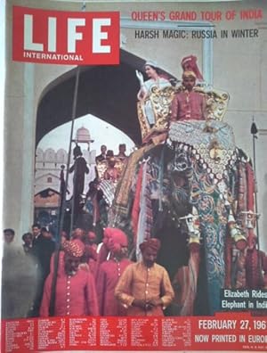 Bild des Verkufers fr Life International February 27, 1961 , Queen rides Elephant in India. zum Verkauf von Herr Klaus Dieter Boettcher