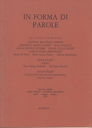 Seller image for In forma di parole. Sei poeti spagnoli (1990) Nuova Serie. Anno I Numero 2 for sale by Arca dei libri di Lorenzo Casi