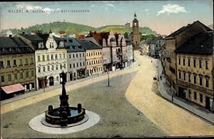 Ansichtskarte / Postkarte Waldheim in Mittelsachsen, Obermarkt mit Wettinbrunnen