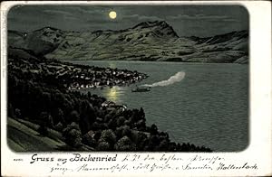 Mondschein Ansichtskarte / Postkarte Beckenried Kt. Nidwalden Schweiz, Totalansicht