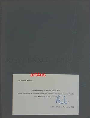 Jost Henkel 1909 - 1961 : Gedenkschrift zu seinem Tode + Katalog Hundert Jahre Henkel 1876 - 1976