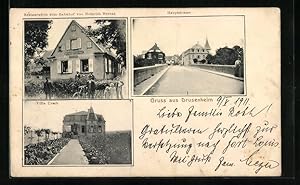 Carte postale Drusenheim, Restaurant zum La Gare, Villa Urach, Hauptstrasse