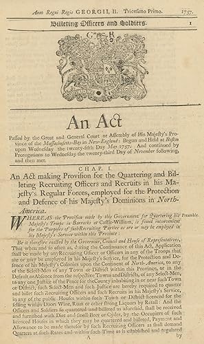 An act passed by the Great and General Court or Assembly of His Majesty's province of the Massach...