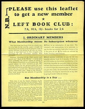 Seller image for Left Book Club Advertisement Leaflet (circa 1939) for sale by Little Stour Books PBFA Member