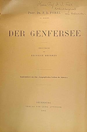 Bild des Verkufers fr Der Genfersee. Sonderdruck aus dem Geographischen Lexikon der Schweiz. Deutsch von Heinrich Brunner. zum Verkauf von Logo Books Buch-Antiquariat