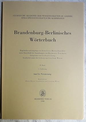 Brandenburg-Berlinisches Wörterbuch ; IV. Band, 5. Lieferung, tun bis Verzierung
