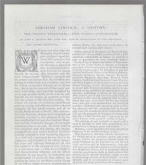 Imagen del vendedor de Abraham Lincoln A History, Part XXXVII: The Second Inaugural / Five Forks / Appomattox a la venta por Legacy Books II