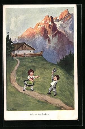 Bild des Verkufers fr Knstler-Ansichtskarte Ad. Hoffmann: Als er wiederkam, Kindersoldat zum Verkauf von Bartko-Reher