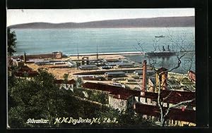 Bild des Verkufers fr Postal Gibraltar, warship at N. M. Dry Docks N. 1, 2 and 3 zum Verkauf von Bartko-Reher