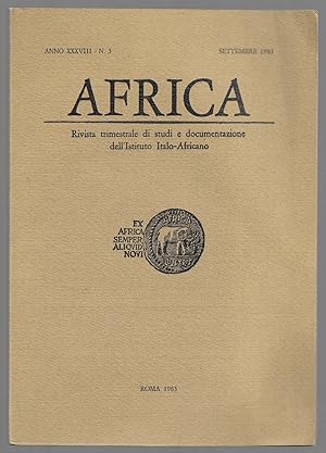 Bild des Verkufers fr Africa - Rivista trimestrale di studi e documentazione dell'Istituto Italo-Africano Anno XXXVIII, n. 3, settembre 1983 zum Verkauf von Sergio Trippini