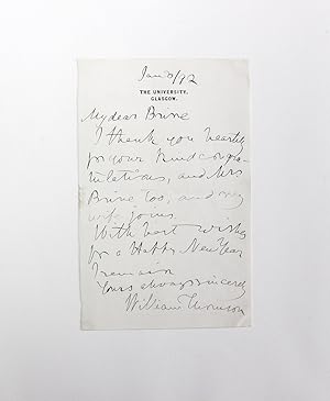 Image du vendeur pour An Original Written and Signed Letter by William Thomson, 1st Baron Kelvin. mis en vente par Lasting Words Ltd
